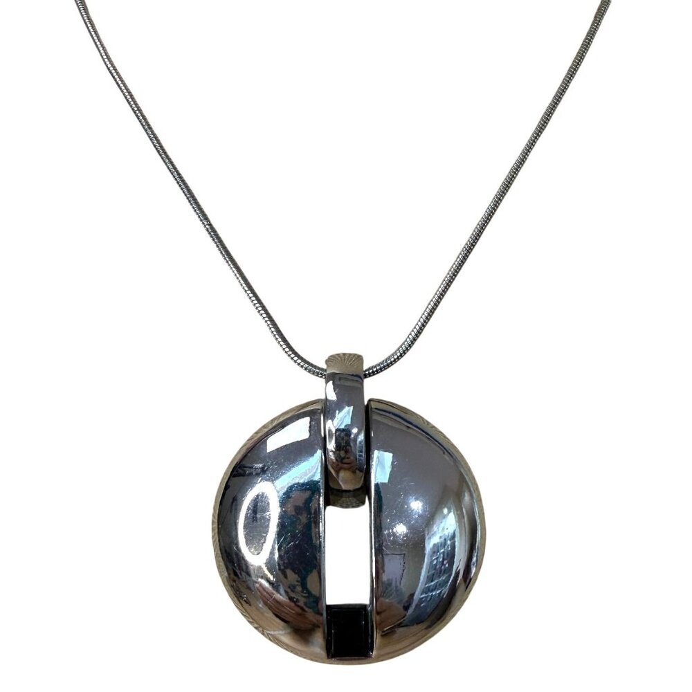 Chicos Silver-Tone Statement Pendant Necklace‎ With Adjustable Chain